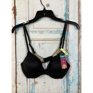 Maidenform Bra T-Shirt Padded Black Lace Accent Style 09404 Underwire Size 34B